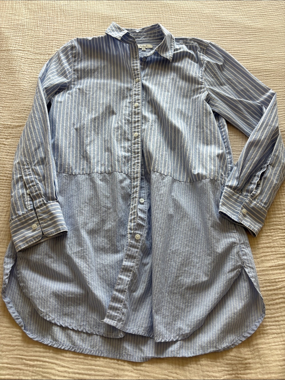 Madewell Blue and White Striped Shirt Dress